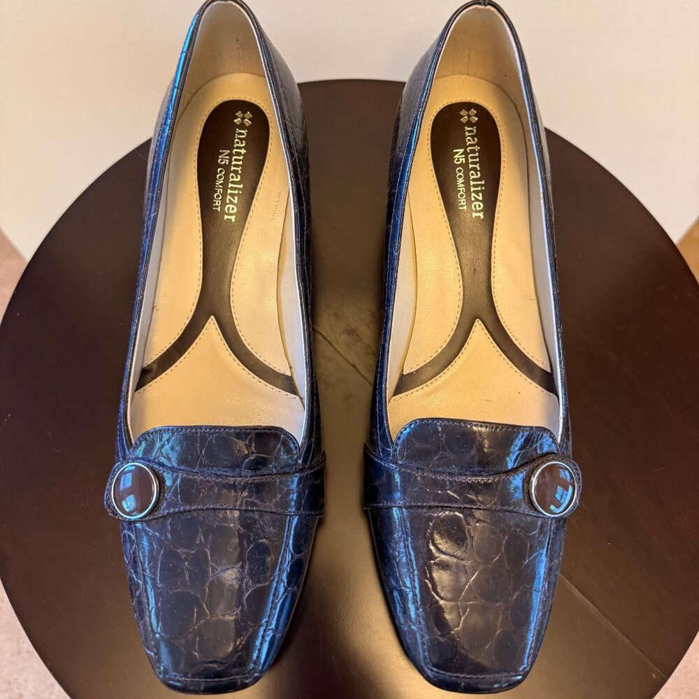 Naturalizer N5 Comfort Brown Alligator Faux Leather Pump Shoes Women's Size 9M
